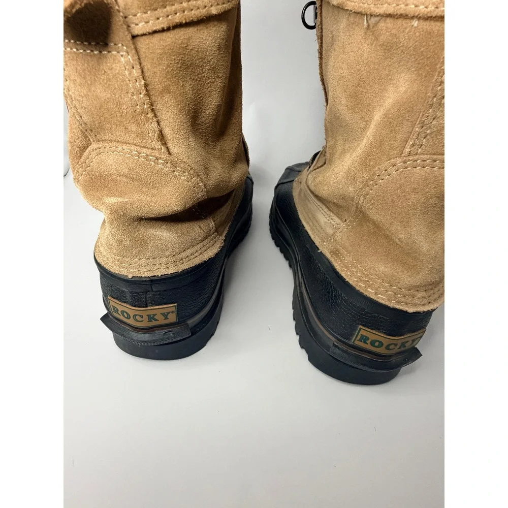 Rocky Mens Thinsulate Insulation Tan Suede Black Rubber Duck Snow‎ Boots Size 8